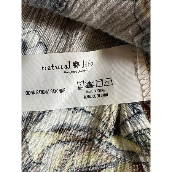 Natural Life Maxi Dress Floral Print Beige Brown Yellow Long Sleeve XL - Picture 10 of 10